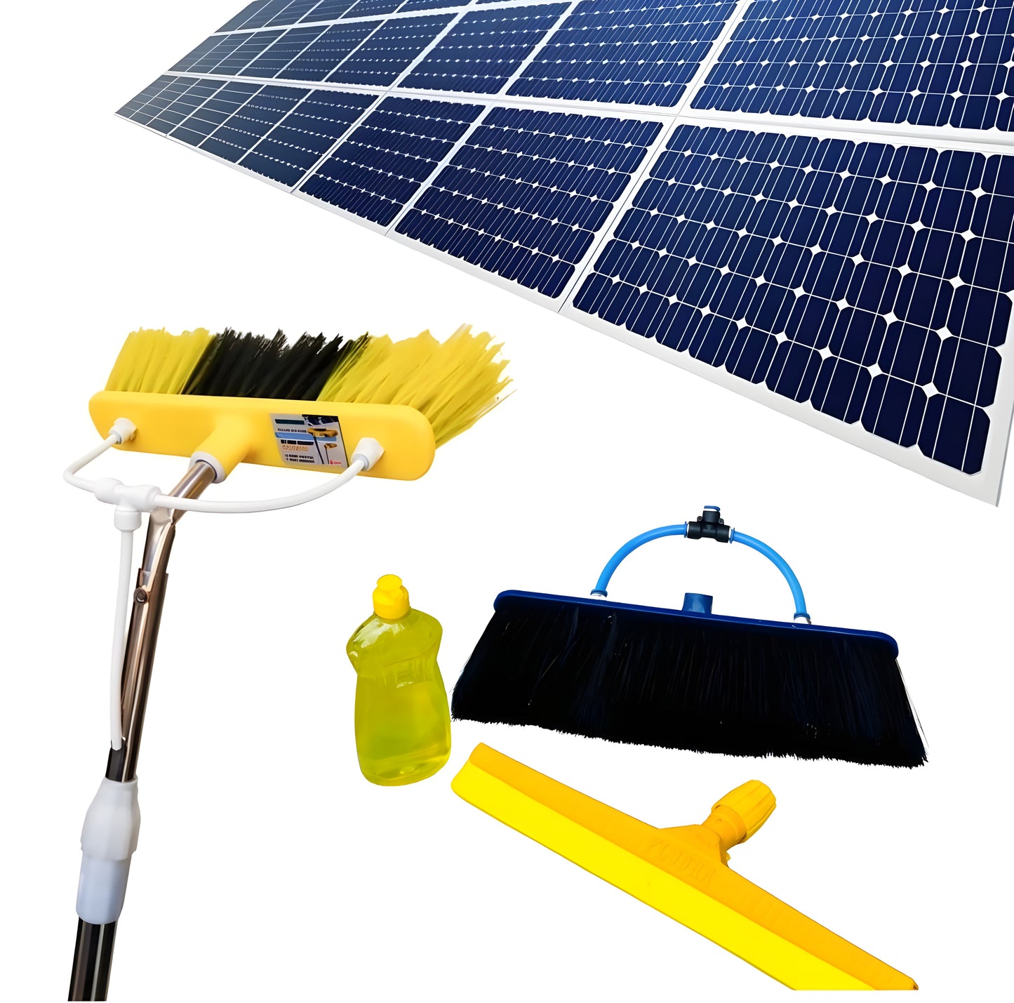 Solar Panel Cleaning Brush | WITH WIPER & SHAMPOO BOTTLE