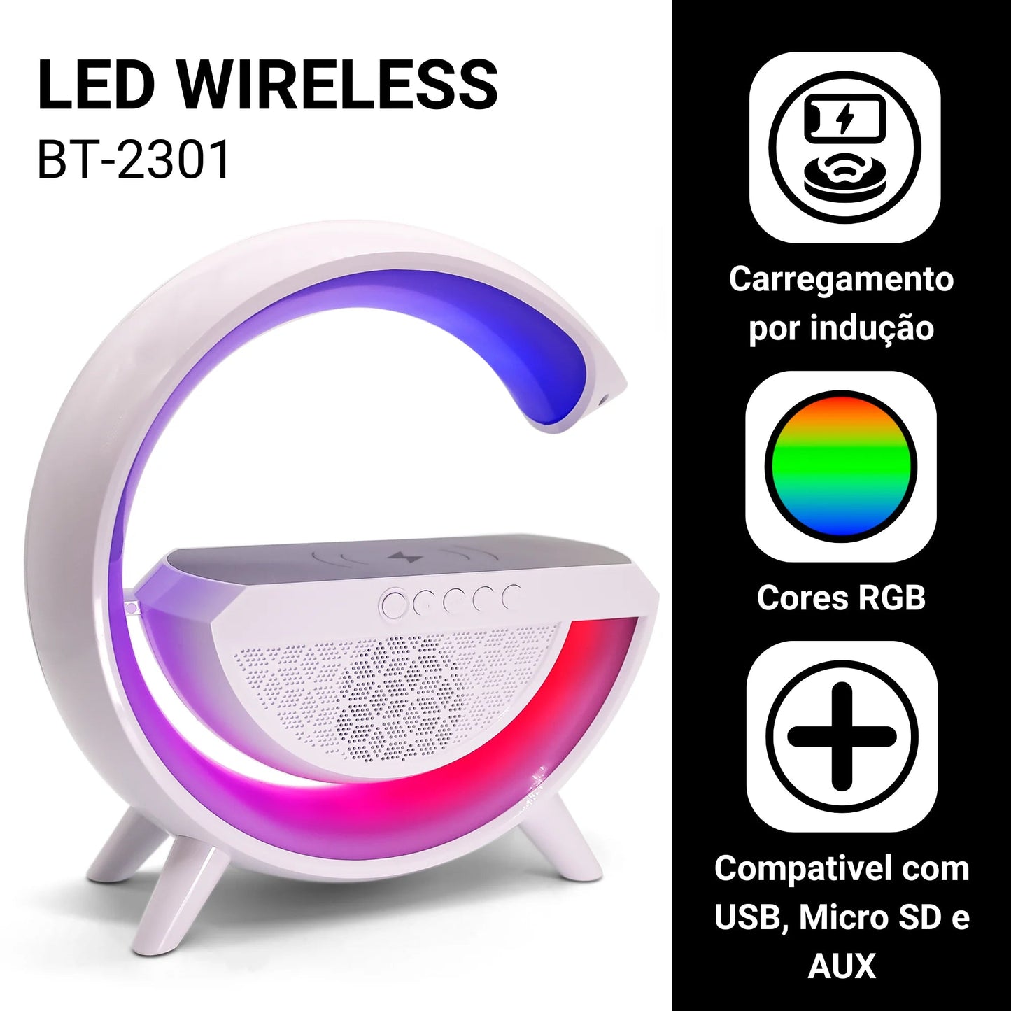 RGB G-LAMP FAST WIRELESS CHARGING BLUETOOTH SPEAKER 2301 Gadget Bazaar