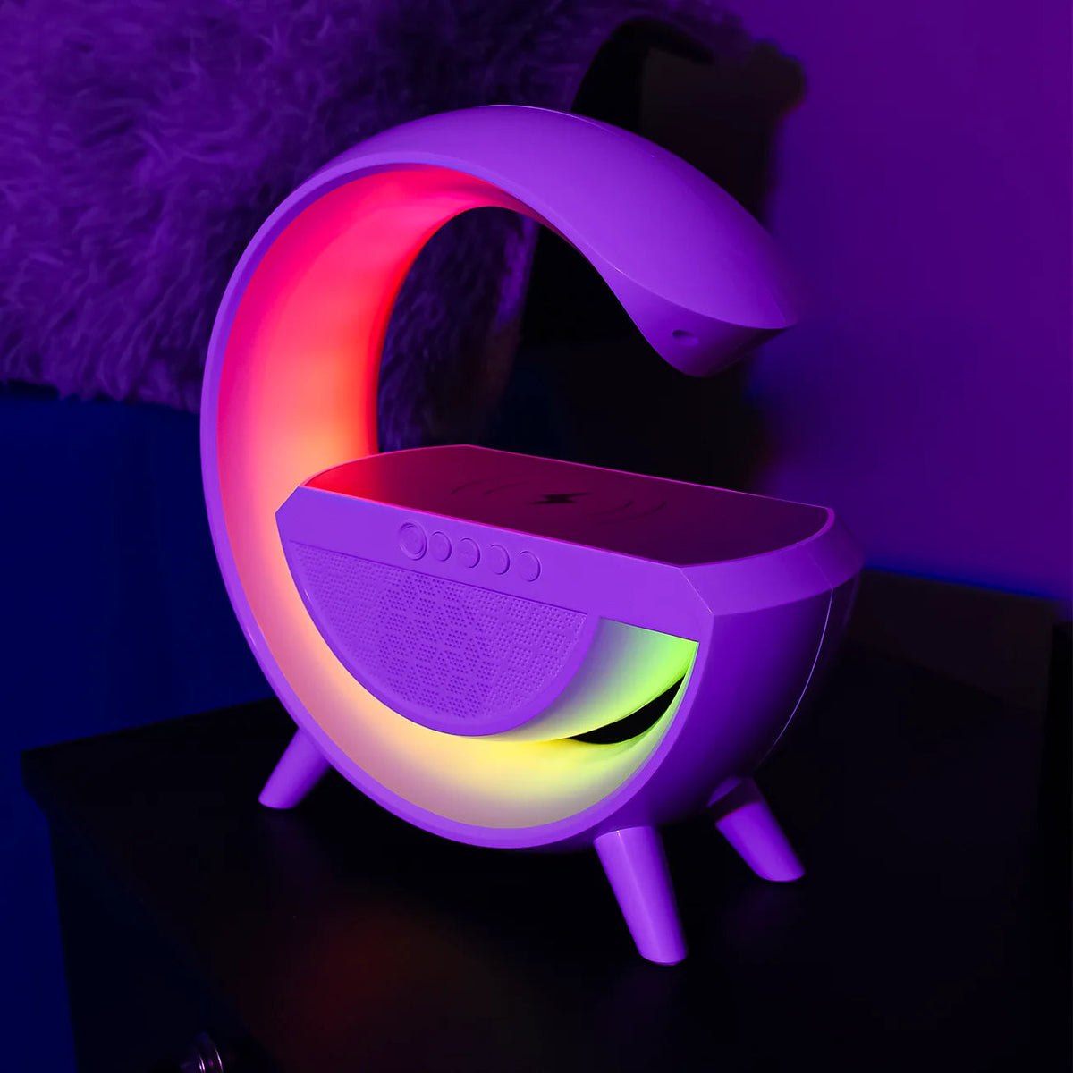 RGB G-LAMP  FAST WIRELESS CHARGING  BLUETOOTH SPEAKER 2301 Gadget Bazaar