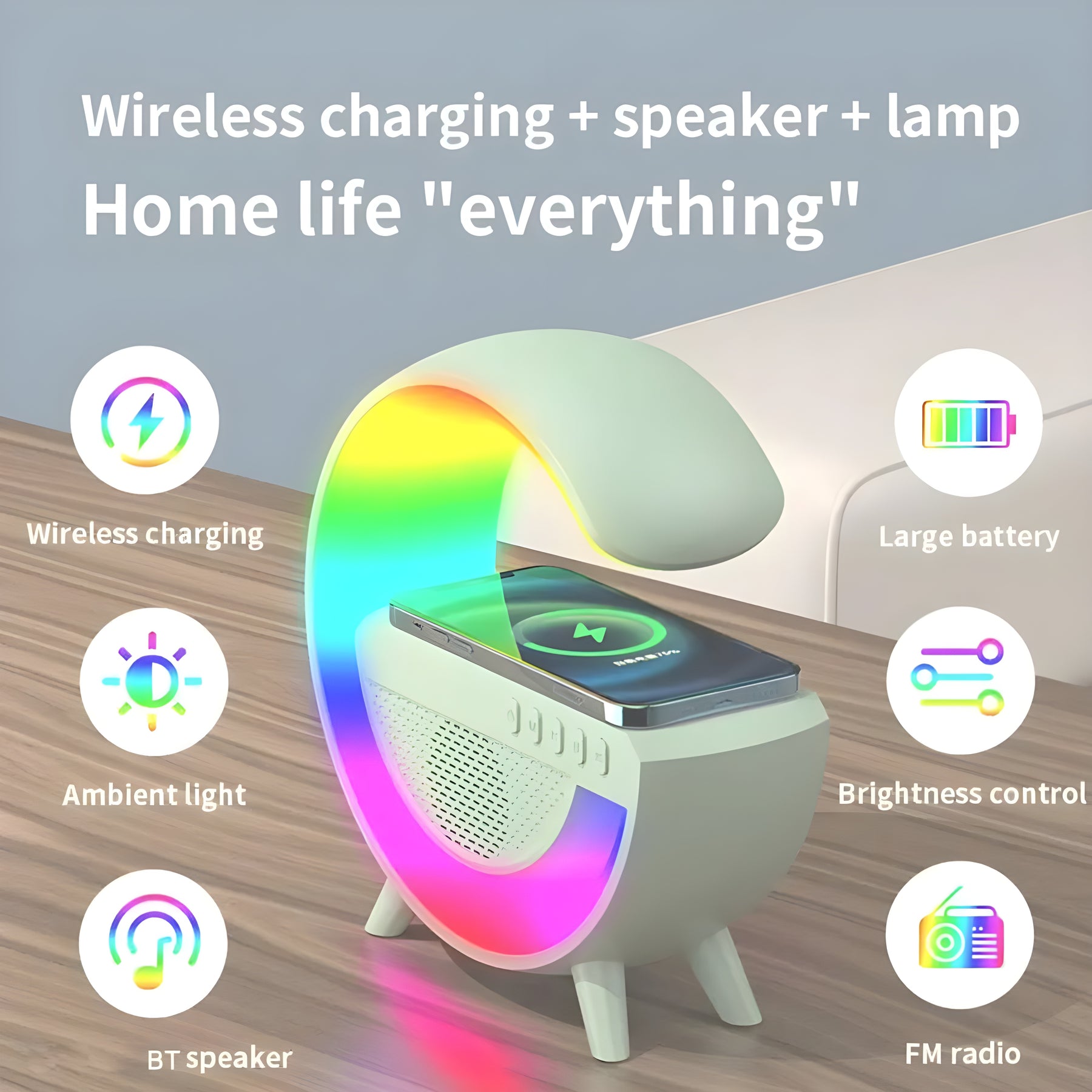 Gadget Bazaar RGB G-LAMP  FAST WIRELESS CHARGING  BLUETOOTH SPEAKER