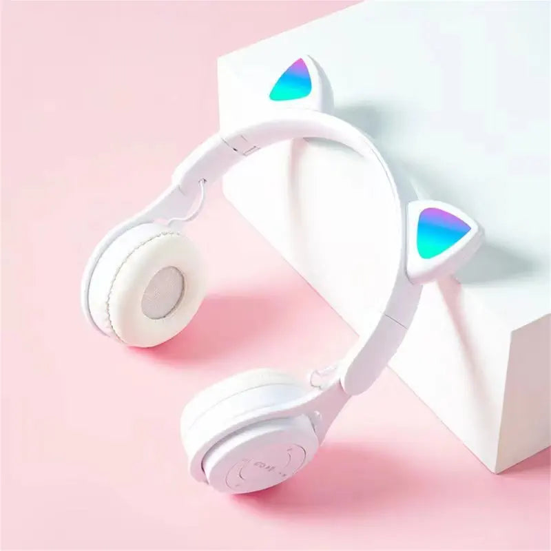 Cat Ear Wireless Headphones Bluetooth 5.0 Large Capacity Cute Cartoon Earphones