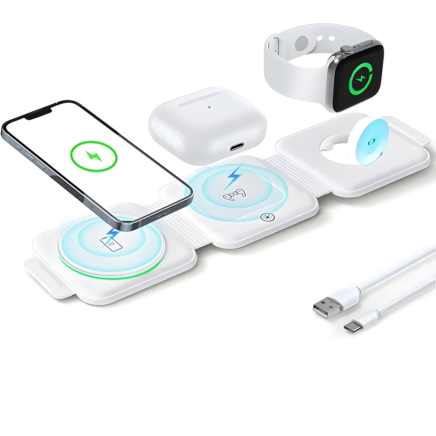 3-in-1 Foldable Wireless Charging Pad – Fast Charging – Portable Travel Charging Station