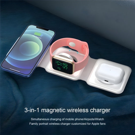 3-in-1 Foldable Wireless Charging Pad – Fast Charging – Portable Travel Charging Station